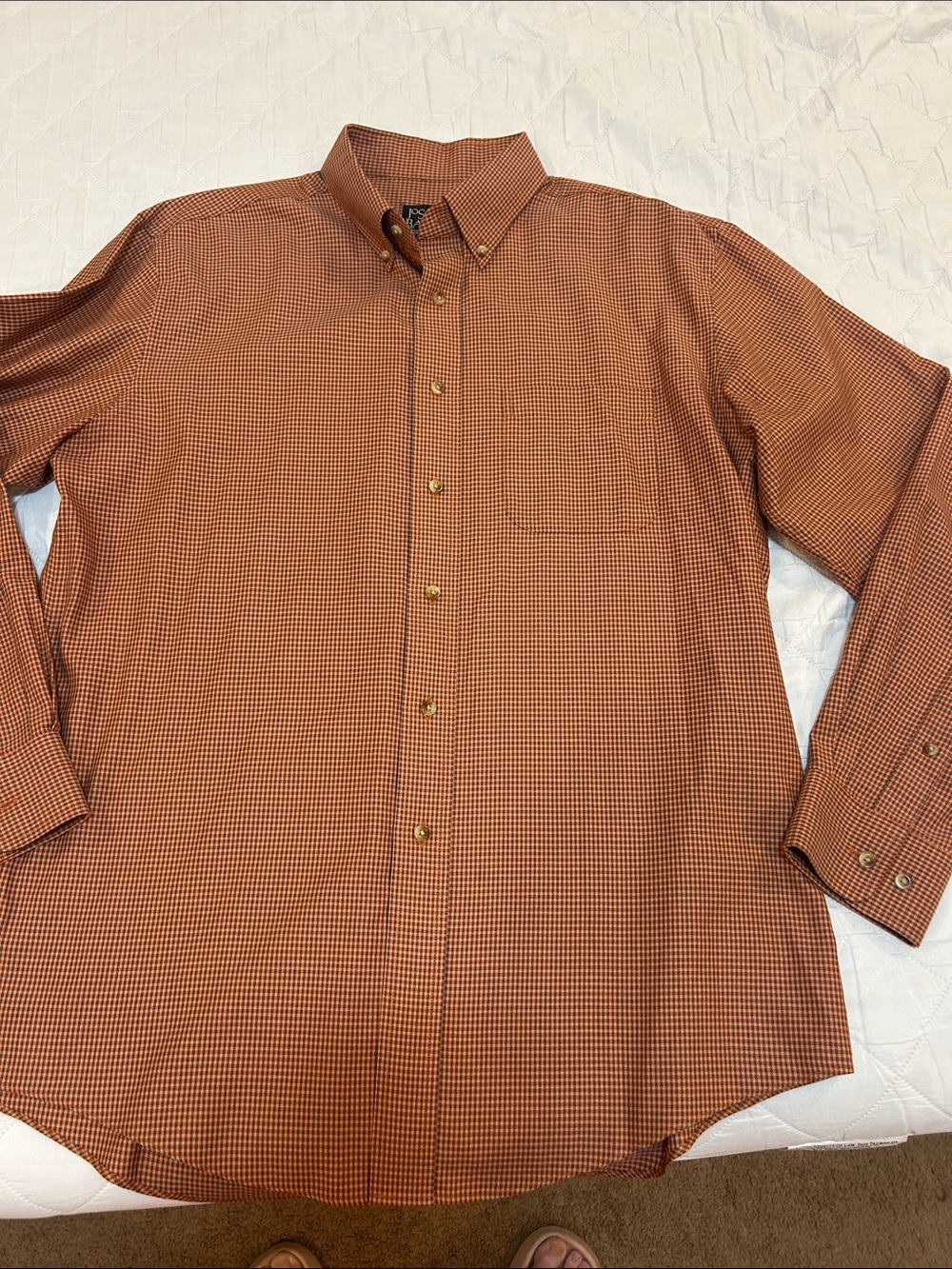 Jos. A. Bank Men's Rust and Brown Micro-Check Button-Down Shirt